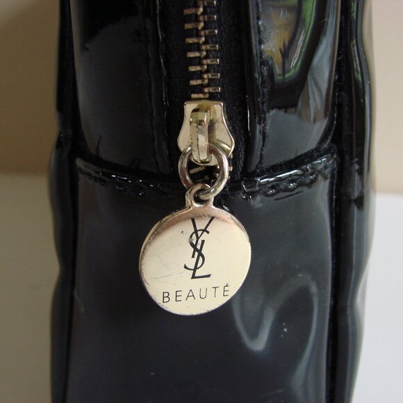 YSL Yves Saint Laurent Daring Black Makeup Bag Pouch Cosmetics Shiny Black - Picture 4 of 8